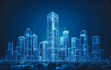 City Background Skyscraper Building Business, Architecture Technology Digital Modern Urban, Future Concept Design Abstract Neon, Network Blue Futuristic Connection Illustration,