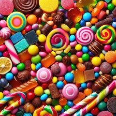 Sweet Waves: Assorted Candies Against a Captivating Background