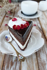 Chocolate cake. A slice of chocolate cake