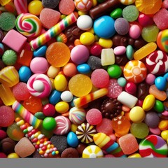 Fototapeta na wymiar Sweet Waves: Assorted Candies Against a Captivating Background