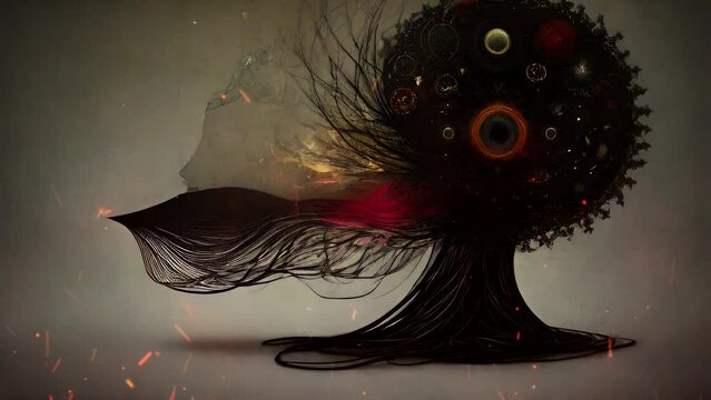 Healing therapy, etc. Universe, cosmos. Mystical surrealism conceptual abstract fantasy art, state of mind, astrological horoscope. Suitable for content illustration like religion, meditation, science