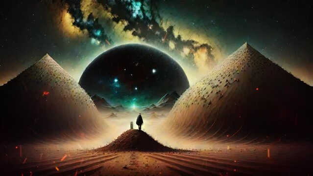 Universe, cosmos. Mystical surrealism conceptual abstract fantasy art, state of mind, astrological horoscope. Suitable for content illustration like religion, meditation, science, healing therapy, etc