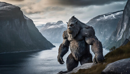 big troll in the mountains of Norway monster dark horror scary Halloween creepy spooky