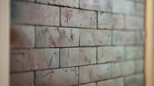 Decorative elements in the form of a brick wall in a modern cafe