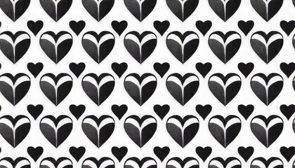 Mini heart wallpaper, geometric seamless pattern, black, white