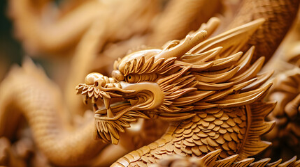 traditional chinese wooden dragon, symbol of the year, generative ai - 722444638