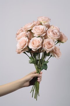 a person holding a bunch of white roses created with Generative AI