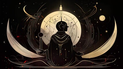 Mystical surrealism conceptual abstract fantasy art, state of mind, astrological horoscope, universe, cosmos. Suitable for content illustration like religion, meditation, science, healing therapy, etc