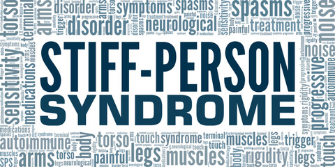 Stiff-person Syndrome SPS word cloud conceptual design isolated on white background.