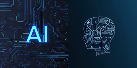 AI processor 3d render, artificial intelligence of digital human