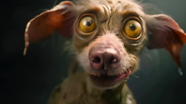 portrait of a funny ugly cute dog
