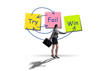 Business concept of try fail win