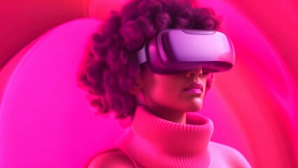 portrait of young black woman with virtual reality headset
