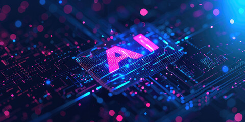 AI processor 3d render, artificial intelligence of digital human - obrazy, fototapety, plakaty