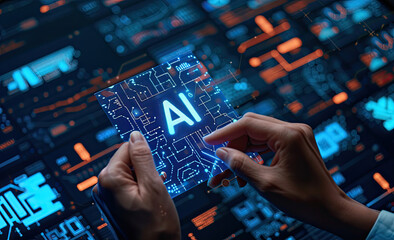 AI processor 3d render, artificial intelligence of digital human