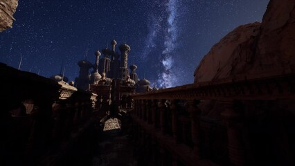 Milky Way Stars Illuminating an Ancient Temple Complex - Powered by Adobe