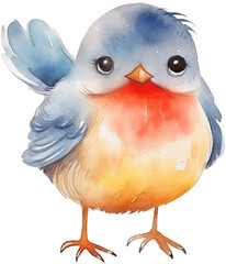 Watercolor PNG Illustration of a Cute Bird