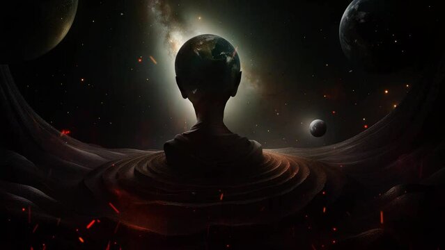 Healing therapy, etc. Universe, cosmos. Mystical surrealism conceptual abstract fantasy art, state of mind, astrological horoscope. Suitable for content illustration like religion, meditation, science