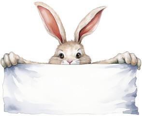 Watercolor PNG Illustration of a Cute Bunny Rabbit