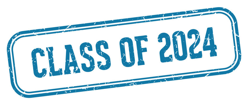 class of 2024 stamp. class of 2024 rectangular stamp on white background