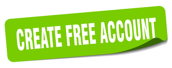 create free account sticker. create free account label