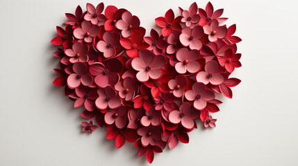 A Heart of Blooming Red and Pink Paper Flowers Displayed Elegantly, Symbolizing Love, Affection, and the Blossoming of Emotions