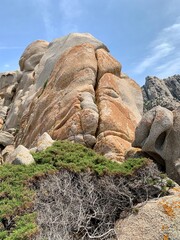 Sardinia landscape with rocks and sculptures