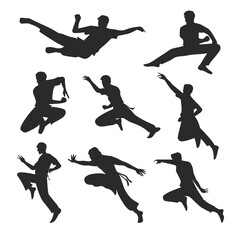 Martial art sports action silhouette.fighting vector illustration