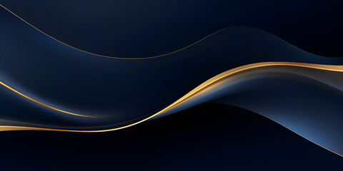 Dark blue background with abstract golden wave elements 