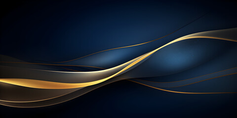 Abstract dark blue background with golden wave