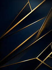 Dark blue background with abstract golden geometrical elements 