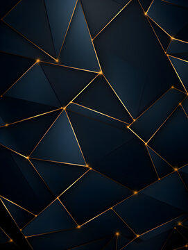 Dark blue background with abstract golden geometrical elements 