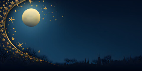 Abstract dark blue Ramadan celebration background 