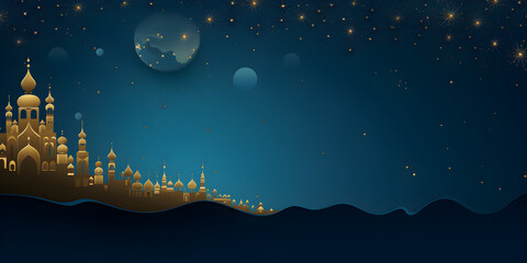 Abstract dark blue Ramadan celebration background 