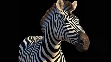 Fototapeta na wymiar a close up of a zebra's head on a black background with a blurry image of the back end of the zebra's head.