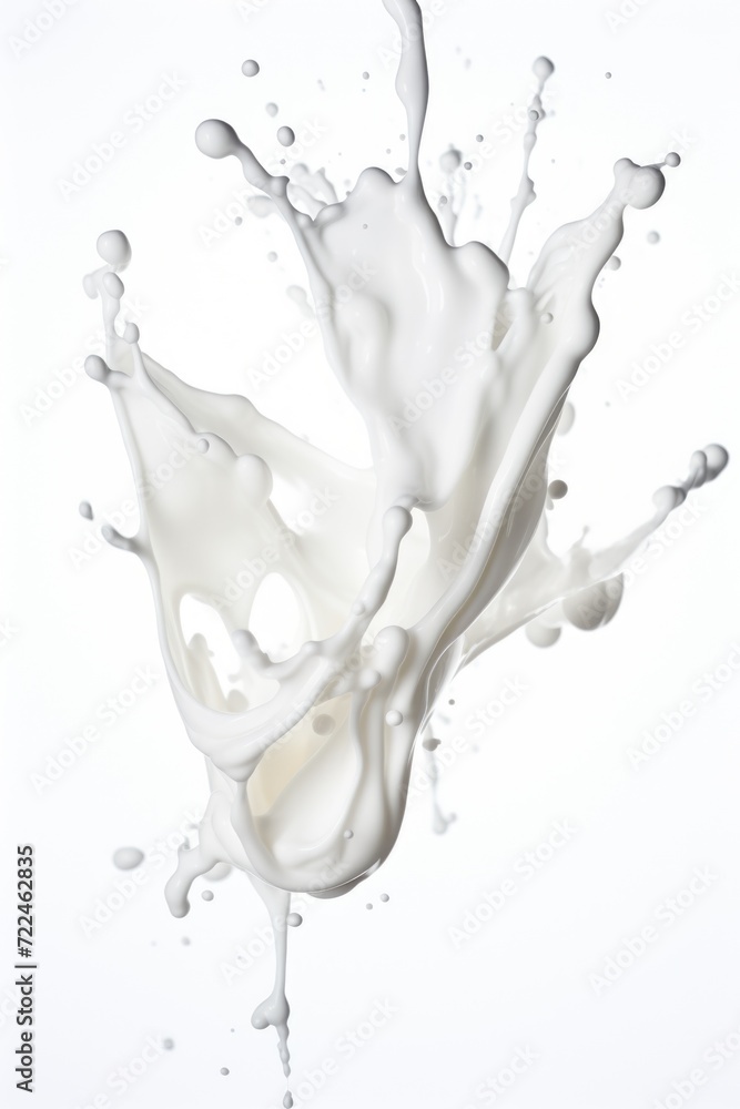 Poster a splash of milk captured on a white surface. perfect for food and beverage related projects