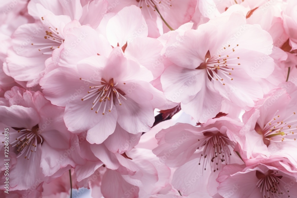 Poster A close-up view of a bunch of pink flowers. Perfect for adding a touch of color and beauty to any project