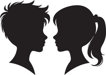silhouette of a  boy with a girl face vector illustration 
