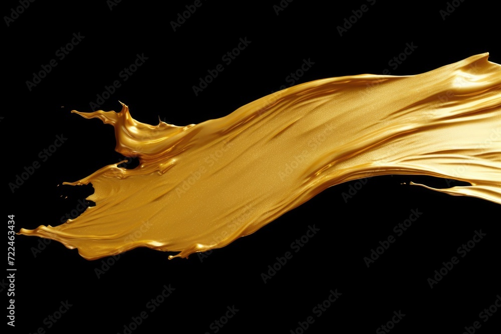 Poster A vibrant golden liquid splash captured against a dark black background. This versatile image can be used to add a touch of elegance and luxury to various design projects