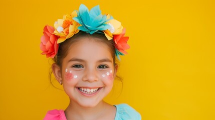 Obraz na płótnie Canvas Joyful Girl with Flower Crown