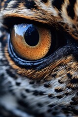 A detailed close-up of a leopard's eye. Perfect for wildlife enthusiasts and nature-themed projects