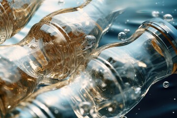 Three empty water bottles in close up view. Perfect for illustrating recycling, plastic waste, and environmental issues