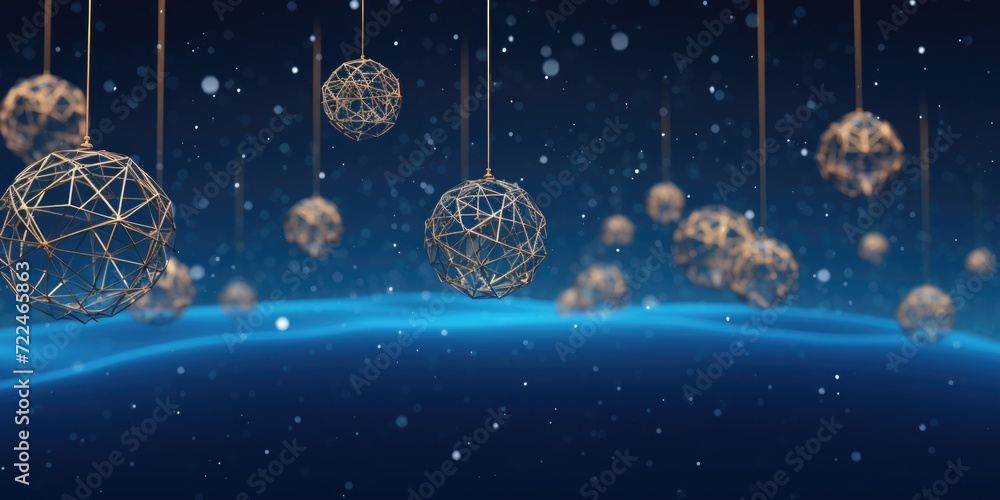Poster Colorful balls hanging from strings in the air. Great for adding a playful touch to any design or decoration