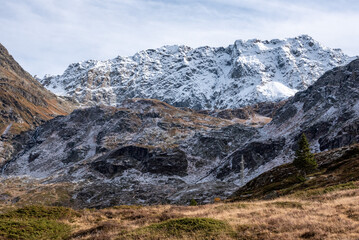 The scenic Swiss Julier Pass in autumn
