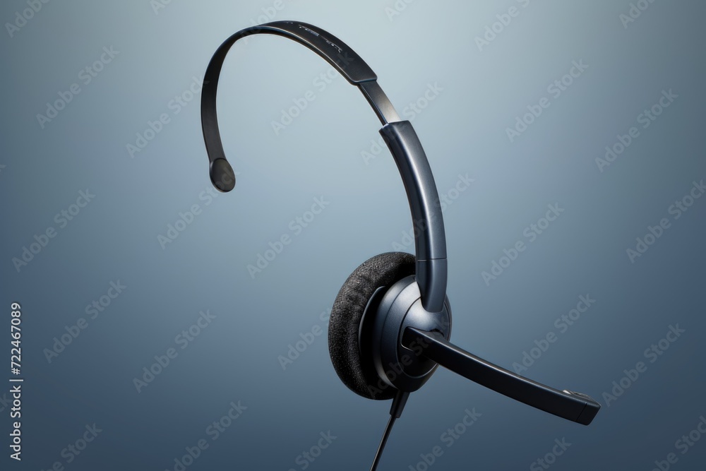 Poster a headset with a microphone attached, perfect for clear communication and audio recording