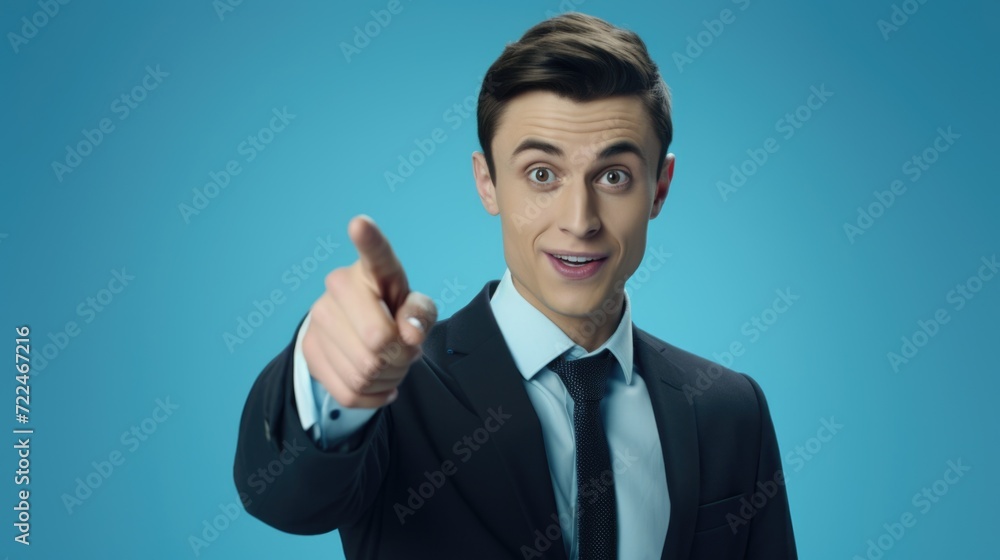 Aufkleber A professional man in a suit pointing directly at the camera. Suitable for business and communication concepts