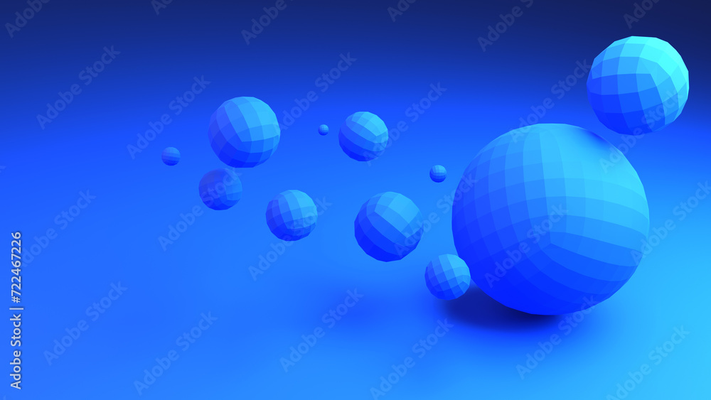 Poster blue background. texture with balls. abstract pattern. background similar to water. balls of differe
