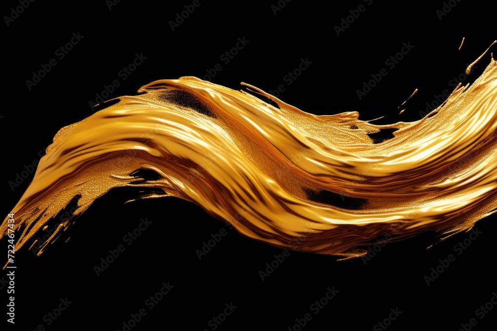 Poster A close up view of gold paint on a black background. This image can be used for various design projects