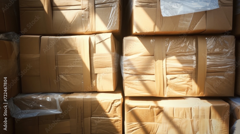 Aufkleber A pile of boxes stacked on top of each other. Versatile image for various business or moving-related concepts