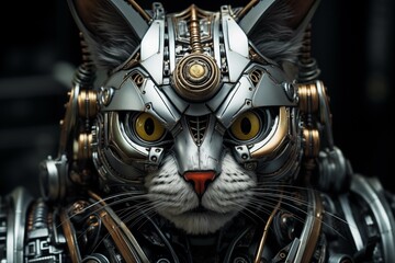 Fototapeta na wymiar Portrait of an unreal robot cat